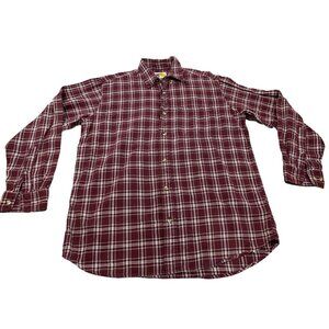 Bass Pro Shops Womens Large Maroon Plaid Long Sleeve Button-Down Shirt